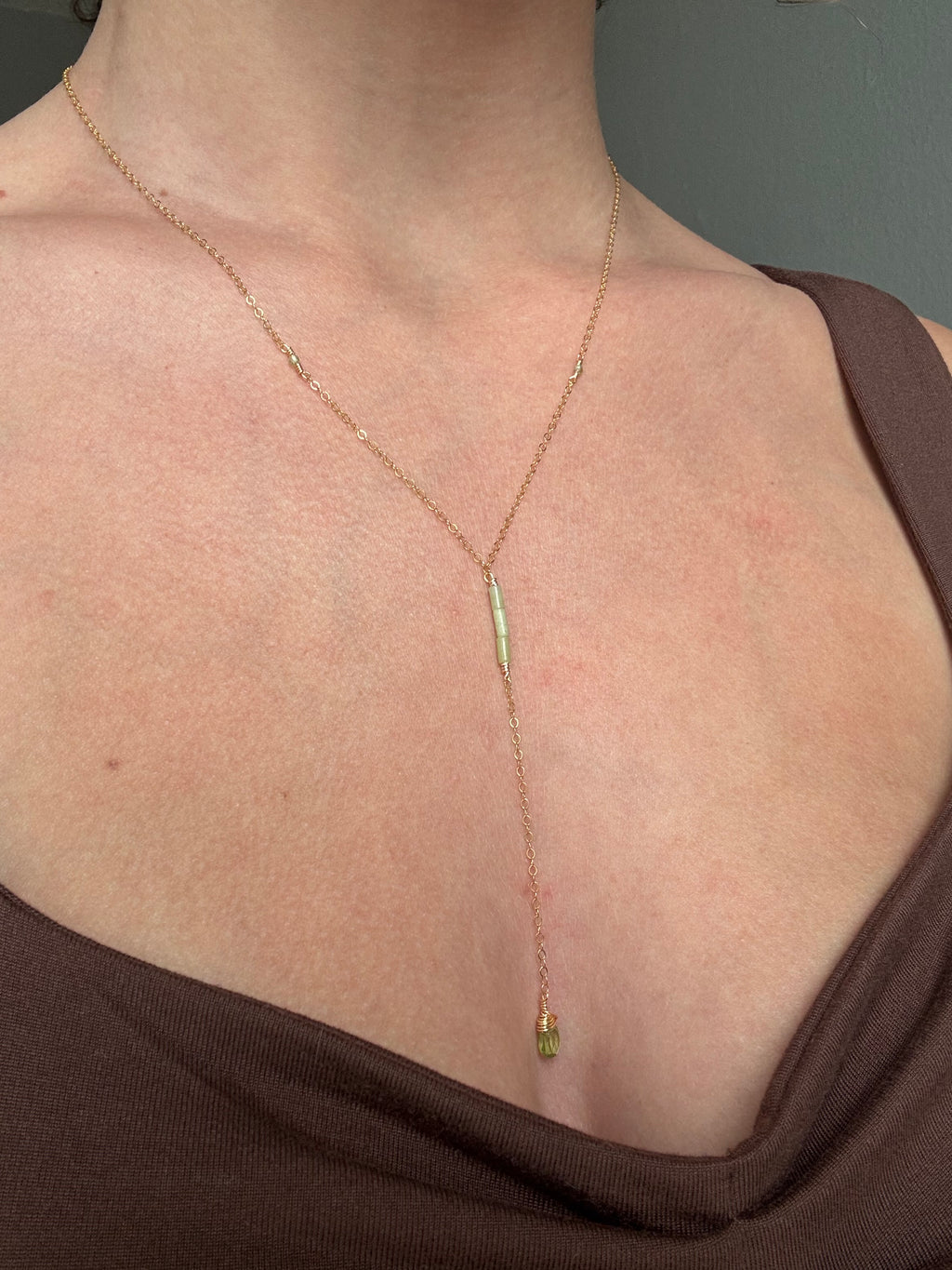 Verdant Drop Necklace 14k Gold Filled or Sterling Silver