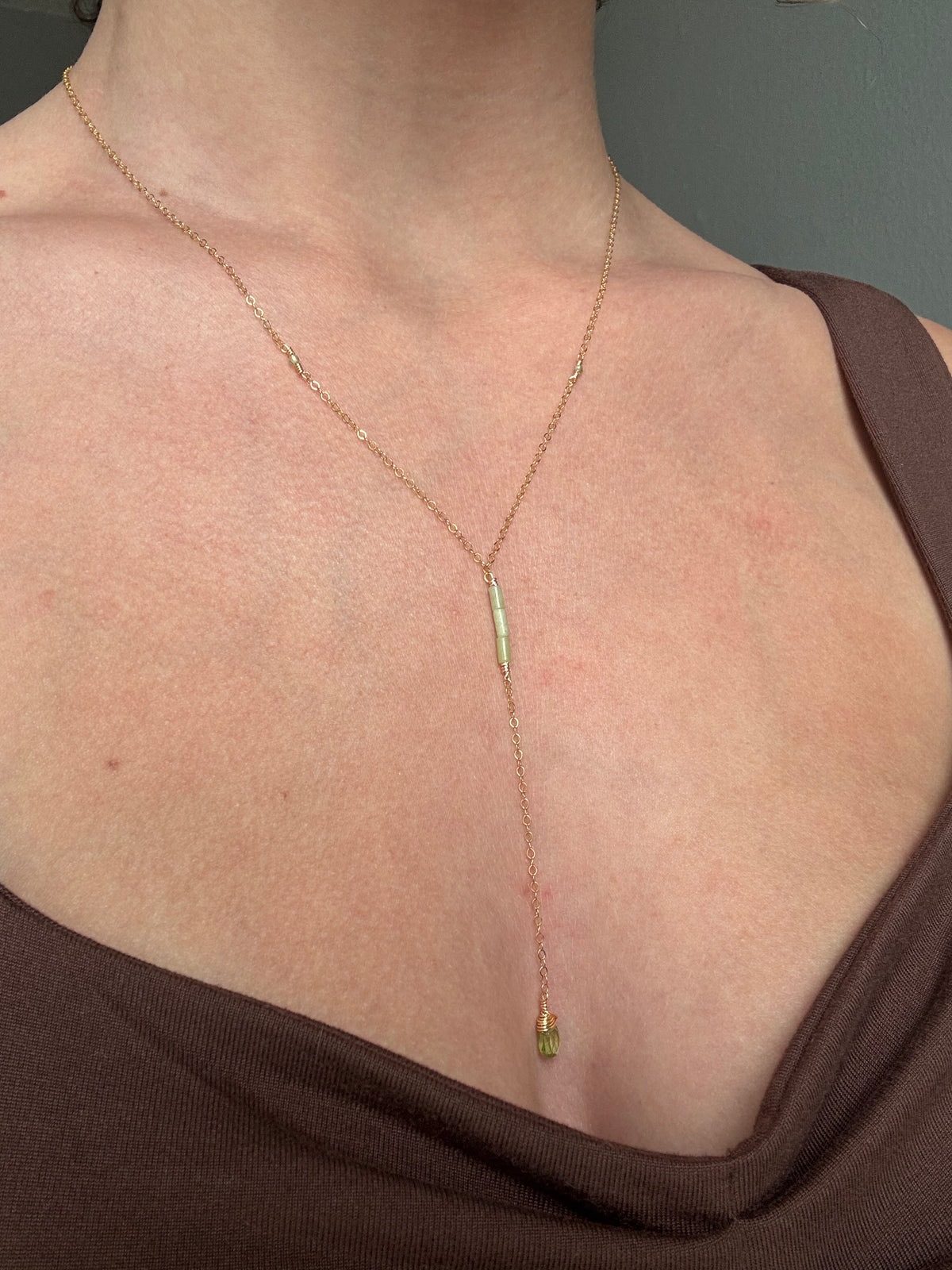 Verdant Drop Necklace 14k Gold Filled or Sterling Silver