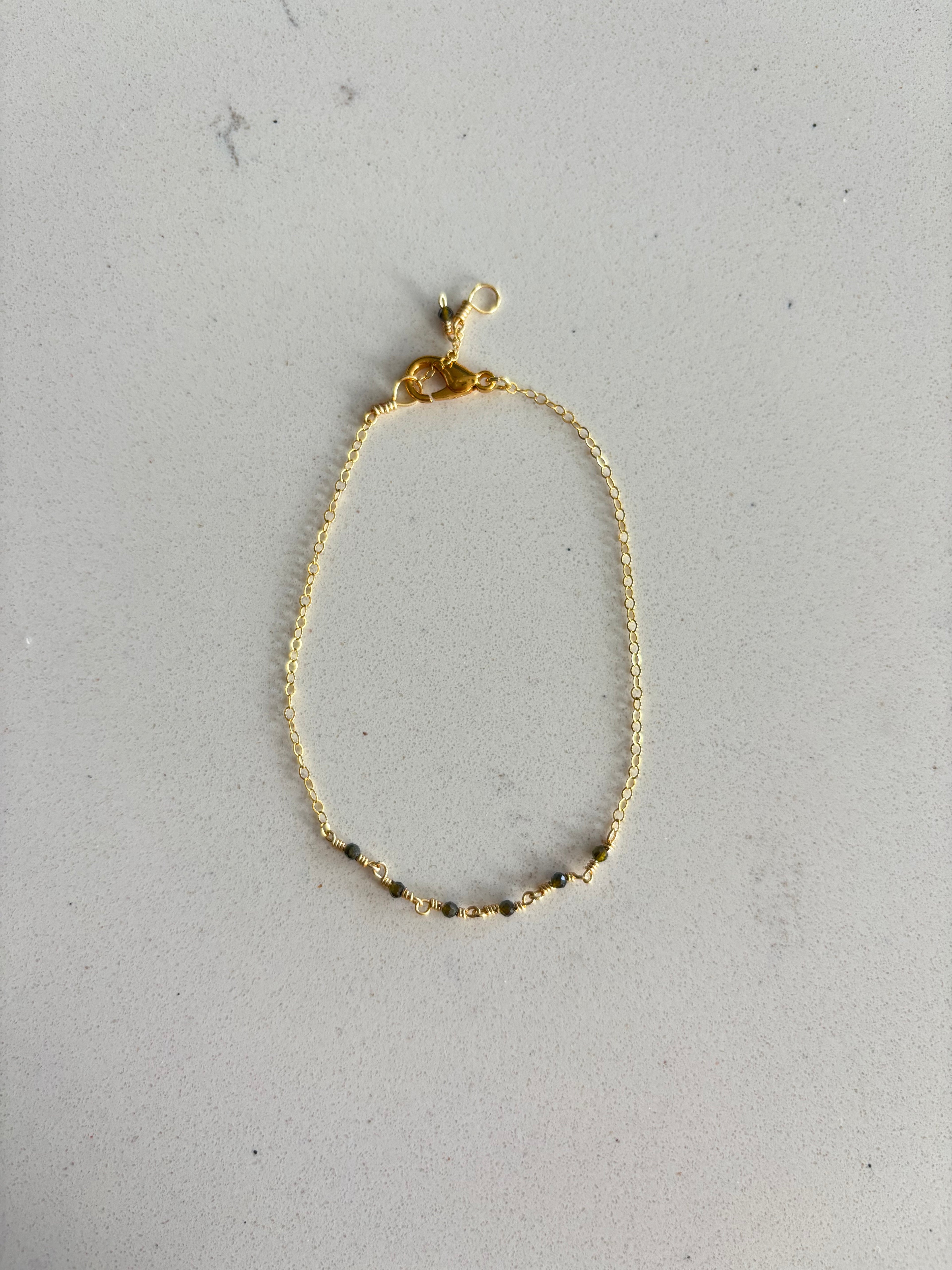 Evergreen Bracelet 14k Gold Filled Green Tourmaline