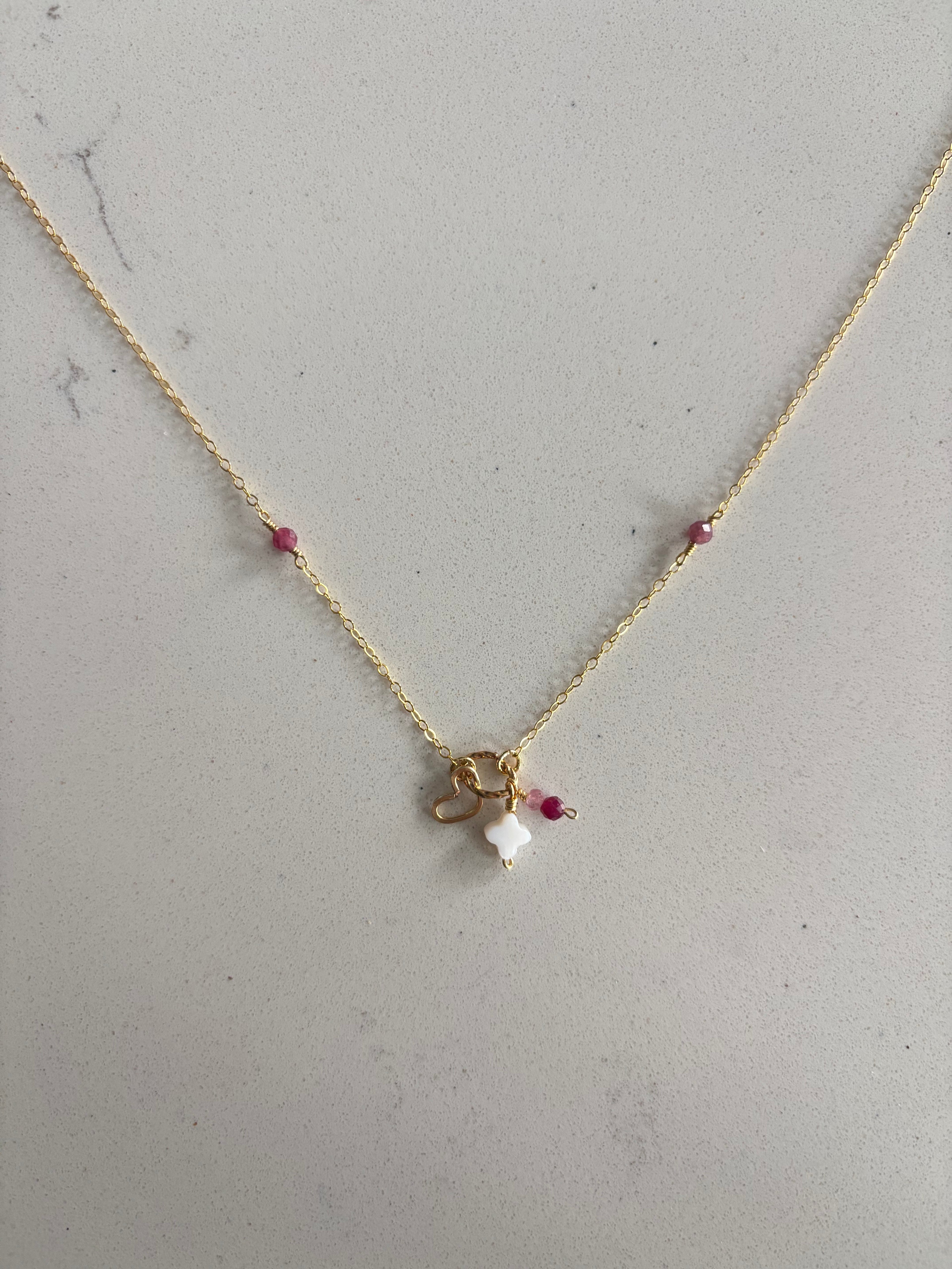 Valentine Heart Charm Necklace 14k Gold Filled