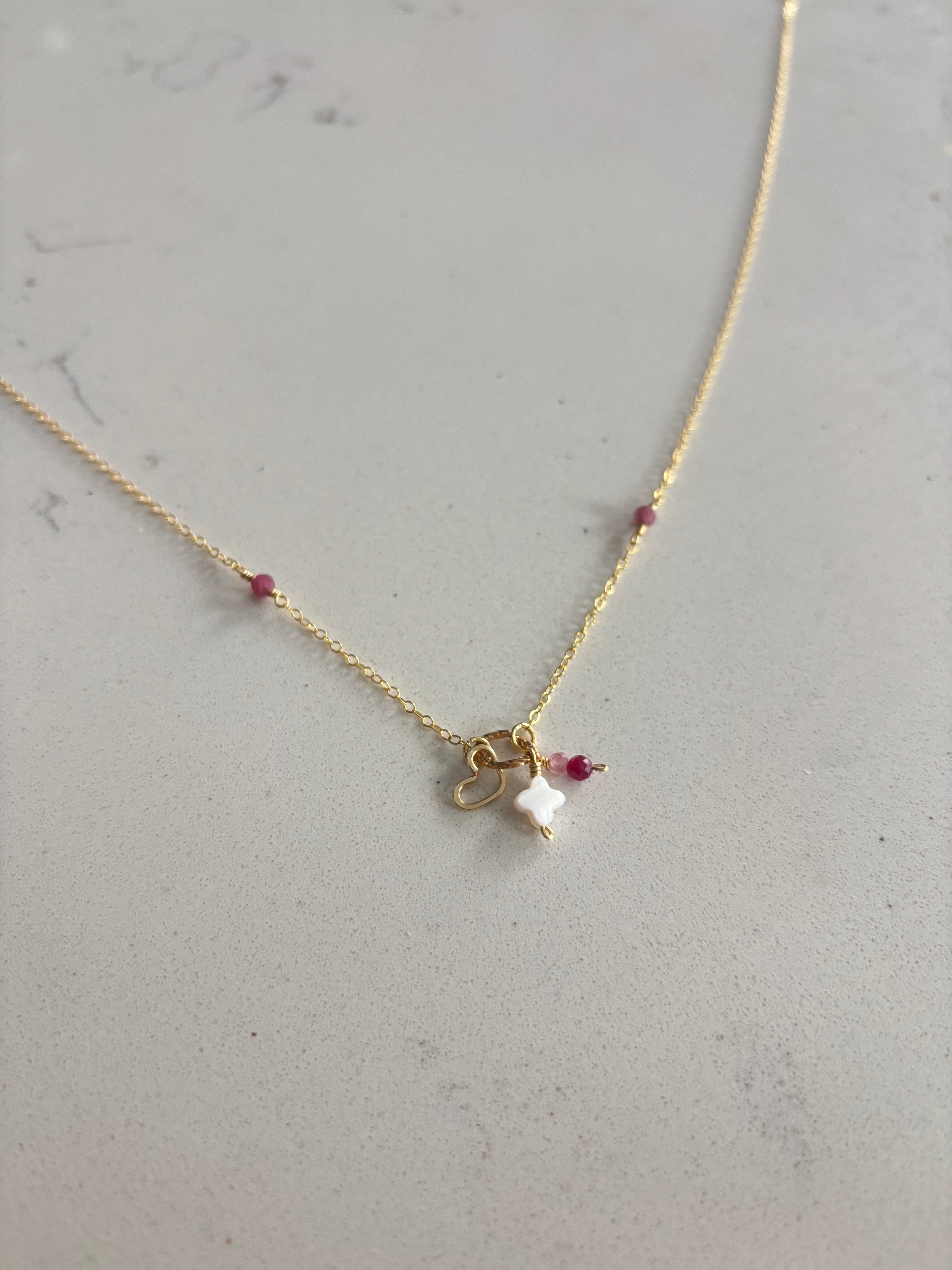 Valentine Heart Charm Necklace 14k Gold Filled