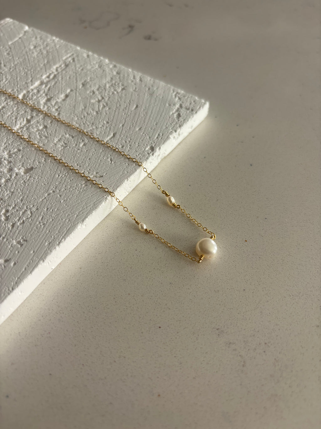 3 Pearl Necklace 14k Gold Filled or Sterling Silver