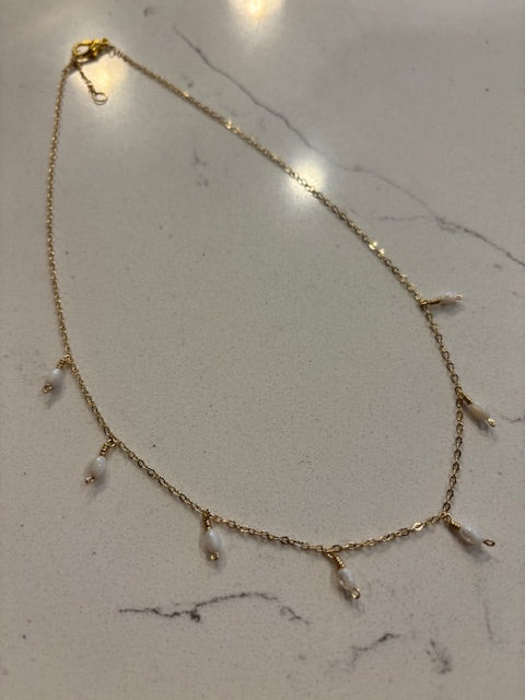 Pearl Dangle Necklace 14k Gold Filled or Sterling Silver