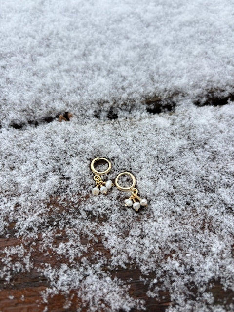 Snowball Dangle Earrings 14k Gold Filled or Sterling Silver